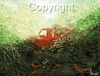 Red Truck in Woods